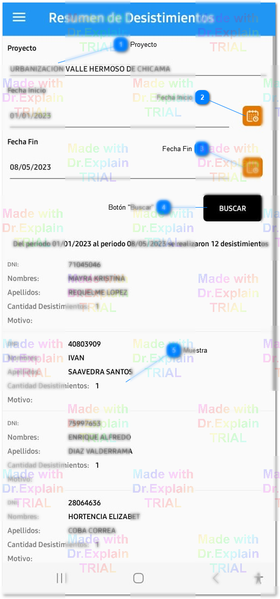 4.8.2. Mostrar resumen de desistimientos